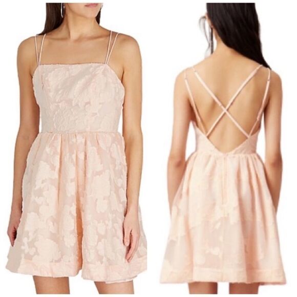 Keepsake the Label Offset Embroidered Mini Dress in Nude - Picture 1 of 12